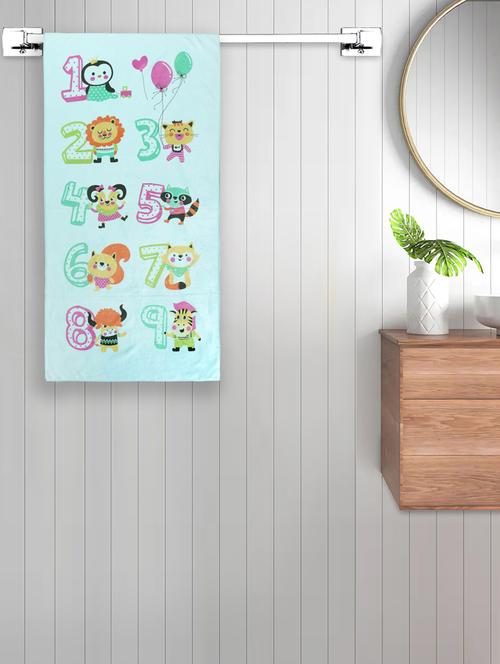 fabinaliv blue cartoon print cotton kids bath towel (110x60 cm) - 20023783 - Very Small Image - 1