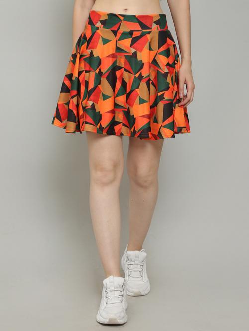 high rise printed skater skirt - 20023790 - Very Small Image - 1