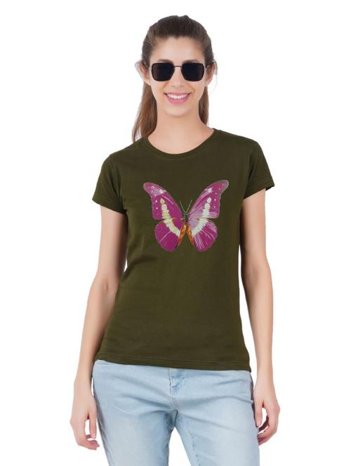 women's chest print round neck t-shirt - 20024557 - Very Small Image - 1