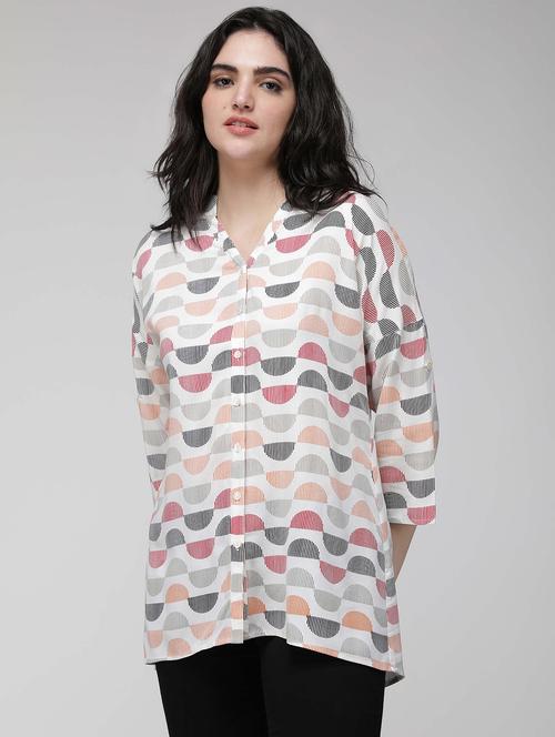 women's all over print mandarin neck t-shirt - 20024630 - Very Small Image - 1