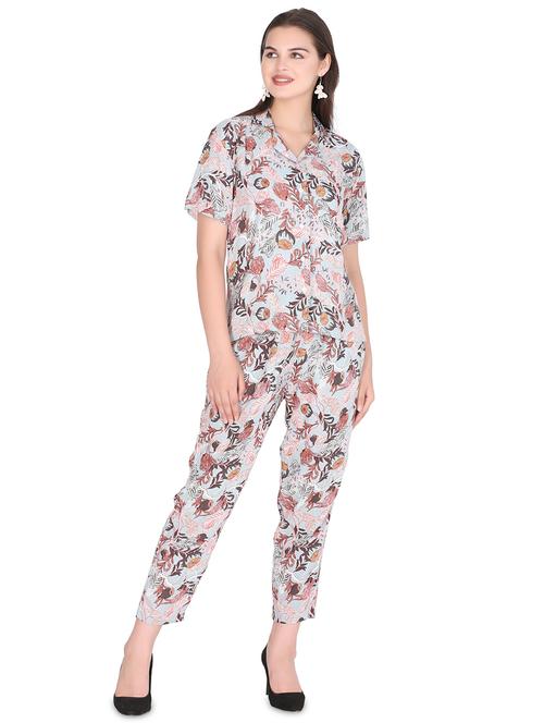 lapel neck printed nightwear pyjama set - 20025052 - Very Small Image - 1