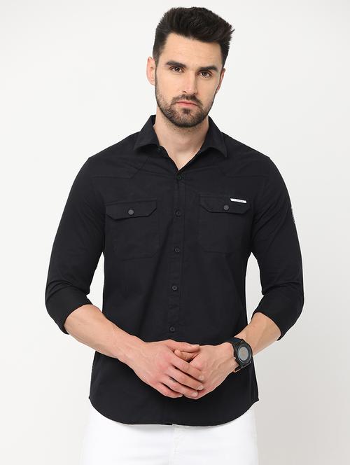 mens solid casual shirt - 20025064 - Very Small Image - 1