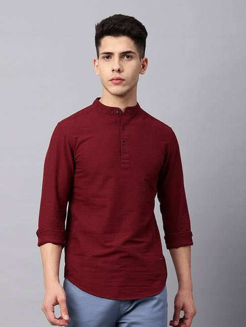 red cotton short kurta - 20025302 - Very Small Image - 1