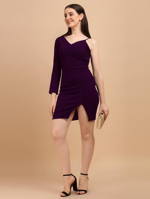 purple cotton bodycon dress - 20025845 - Very Small Image - 1