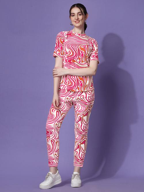 round neck printed top and trouser set - 20025906 - Very Small Image - 1