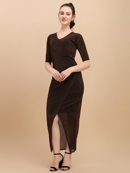 v-neck solid bodycon dress - 20026006 - Very Small Image - 1