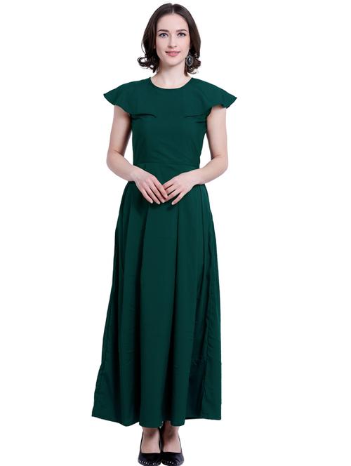 green crepe aline dress - 20026027 - Very Small Image - 1