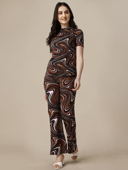 round neck printed top and trouser set - 20026051 - Very Small Image - 1