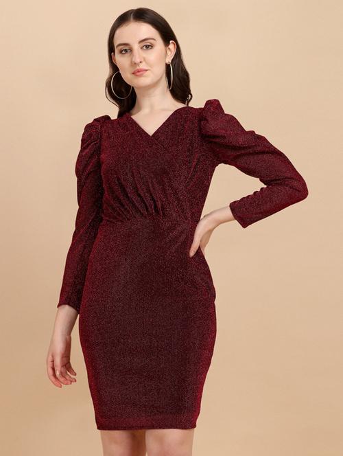 red lycra blend bodycon dress - 20026096 - Very Small Image - 1