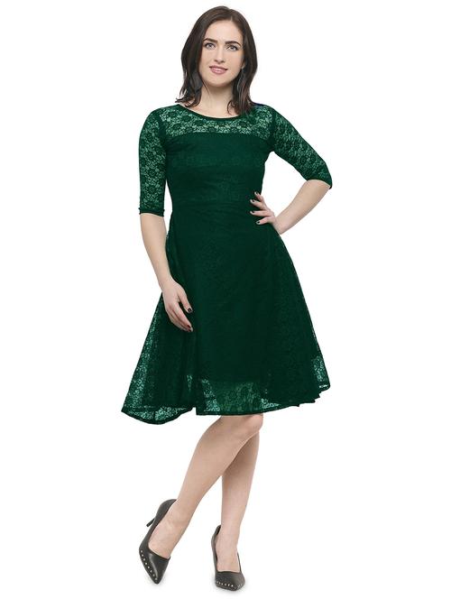 green crepe a-line dress - 20026114 - Very Small Image - 1