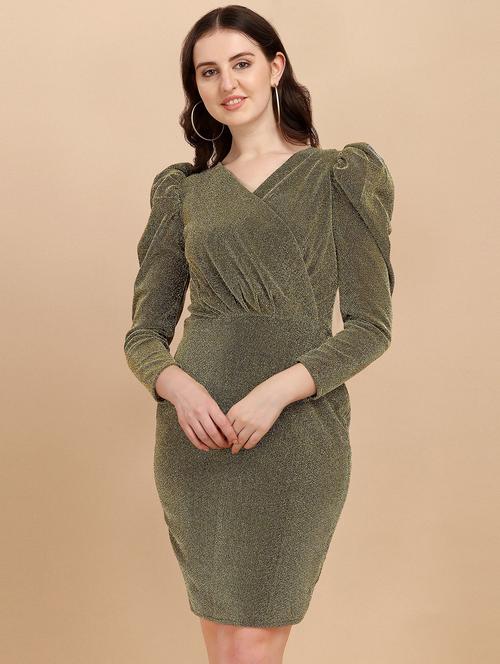 green lycra blend bodycon dress - 20026123 - Very Small Image - 1
