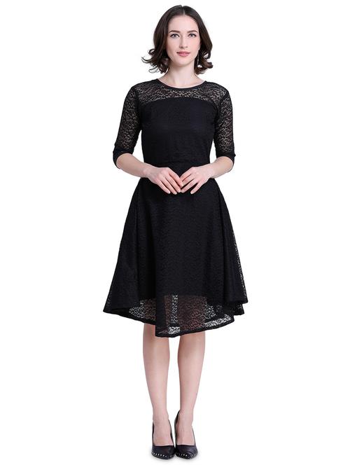 black self design a-line dress - 20026126 - Very Small Image - 1