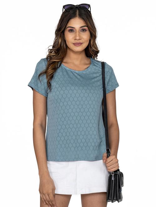 blue crepe regular top - 20026810 - Very Small Image - 1