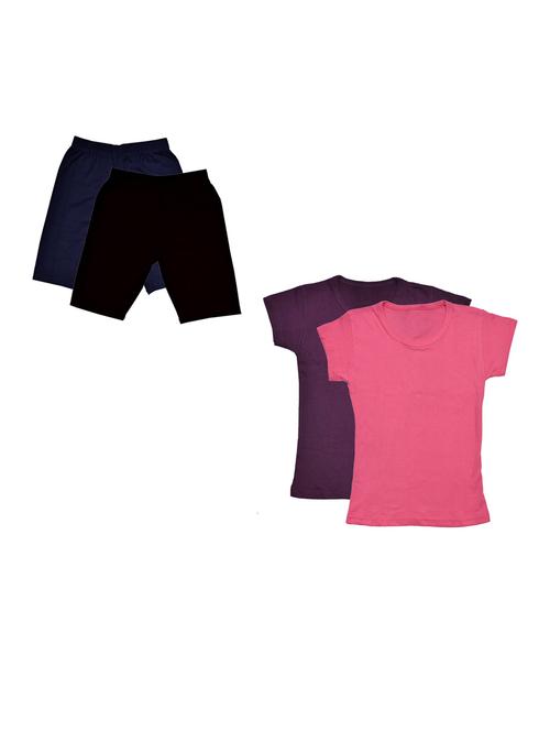 girls solids nightwear set combo - 20027138 - Very Small Image - 1