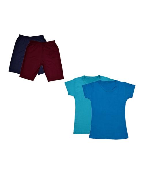 girls solids nightwear set combo - 20027194 - Very Small Image - 1