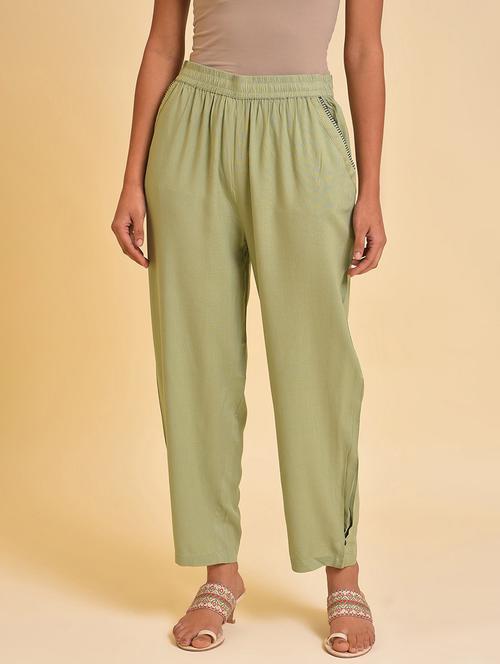 mid rise solid straight palazzo - 20027935 - Very Small Image - 1