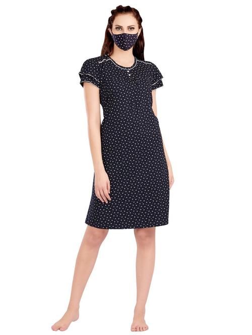 women printed night wear dress - 20028257 - Very Small Image - 1