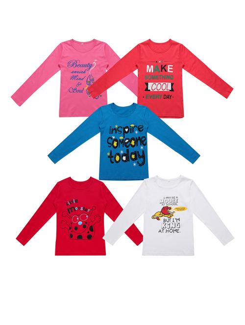 girls pack of 5 printed regular top - 20029381 - Very Small Image - 1