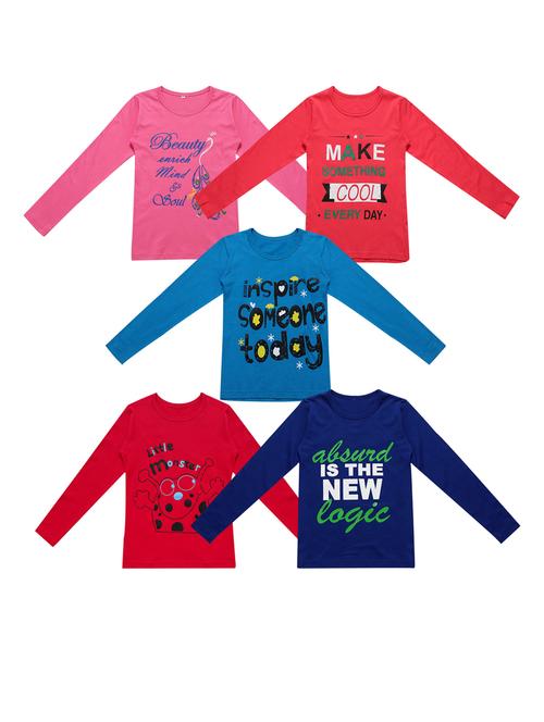 girls pack of 5 printed regular top - 20029384 - Very Small Image - 1