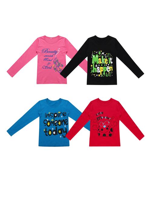 girls pack of 4 printed regular top - 20029385 - Very Small Image - 1