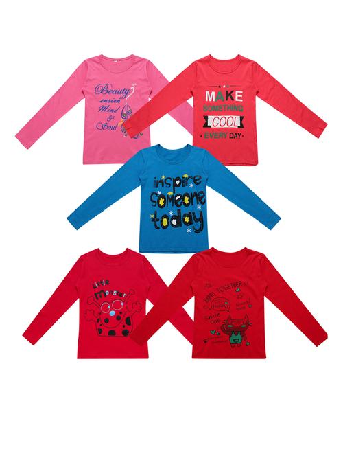 girls pack of 5 printed regular top - 20029387 - Very Small Image - 1
