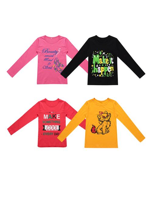girls pack of 4 printed regular top - 20029388 - Very Small Image - 1