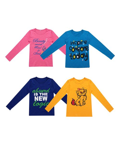 girls pack of 4 printed regular top - 20029405 - Very Small Image - 1