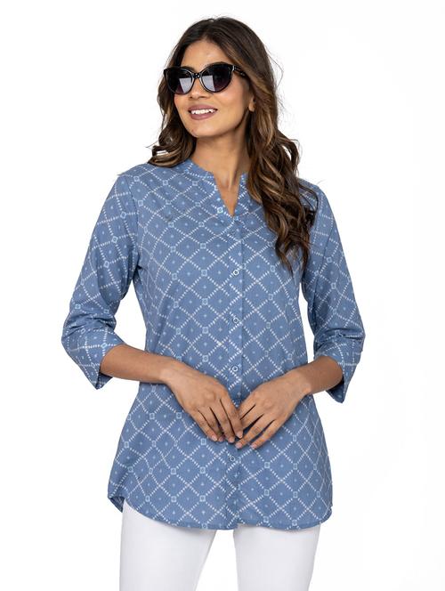 light blue printed shirt - 20030049 - Very Small Image - 1