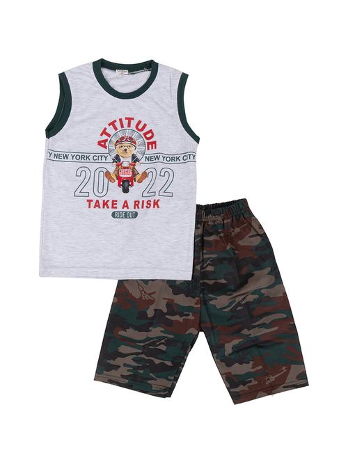 boys printed cotton twin sets - 20030382 - Very Small Image - 1