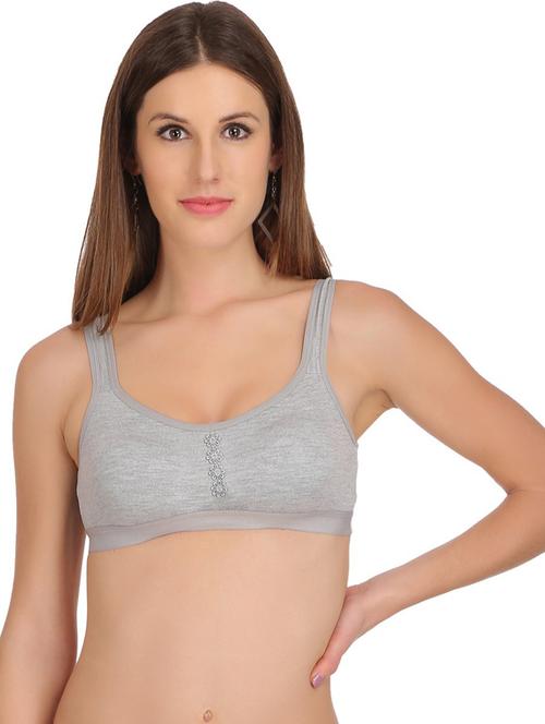 grey cotton blend sports bra - 20030502 - Very Small Image - 1