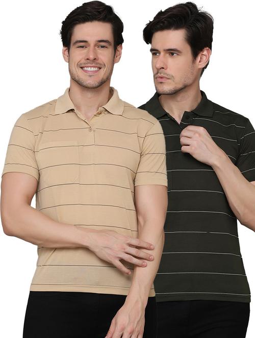 pack of 2 striped polo t-shirts - 20031394 - Very Small Image - 1