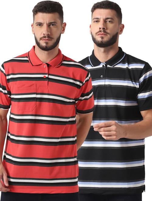 pack of 2 striped polo t-shirts - 20031414 - Very Small Image - 1