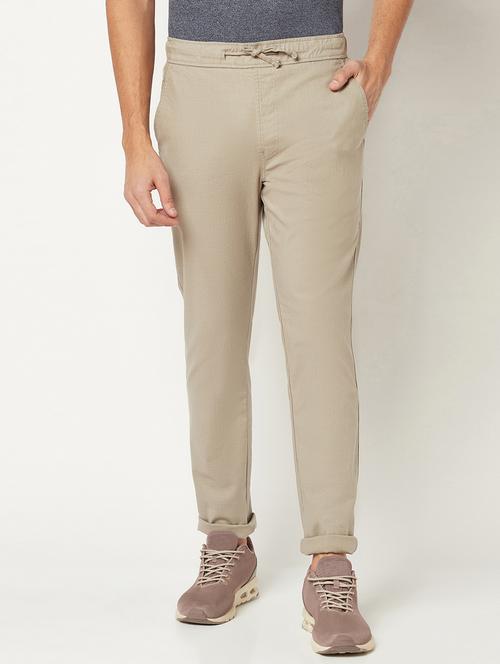beige cotton chinos casual trousers - 20031934 - Very Small Image - 1