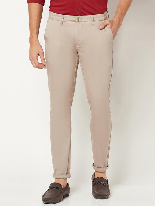 beige cotton chinos casual trousers - 20031940 - Very Small Image - 1