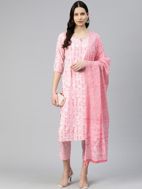 pink kurta pant set with dupatta - 20032042 - Very Small Image - 1