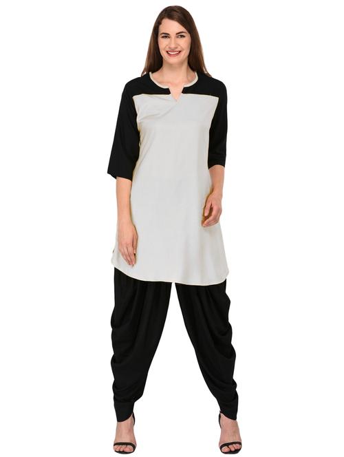 off-white self design a-line kurti - 20032626 - Very Small Image - 1