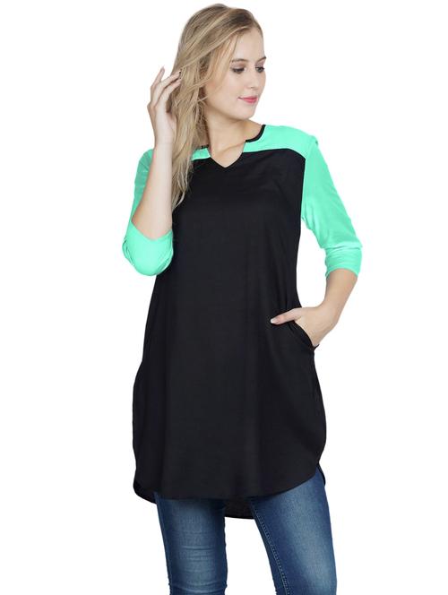 black self design a-line kurti - 20032635 - Very Small Image - 1