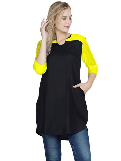 black self design a-line kurti - 20032638 - Very Small Image - 1