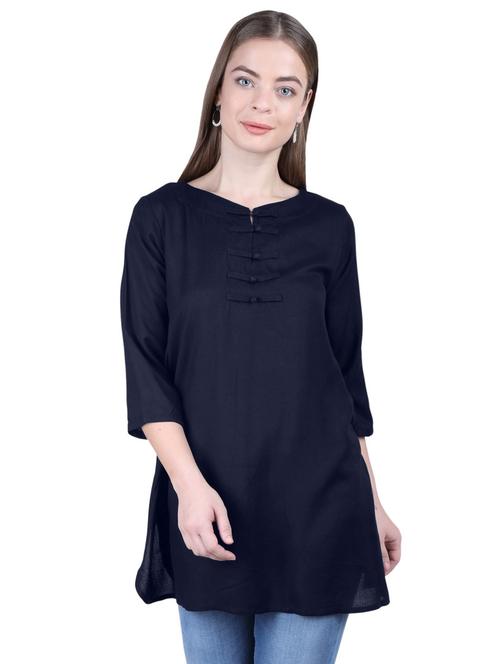 v-neck solid a-line tunic - 20032914 - Very Small Image - 1