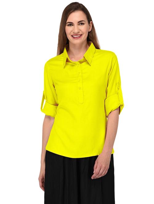 yellow cotton blend aline tunic - 20032983 - Very Small Image - 1