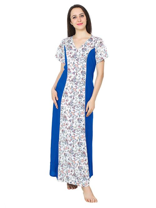 v-neck printed nighty - 20033500 - Very Small Image - 1