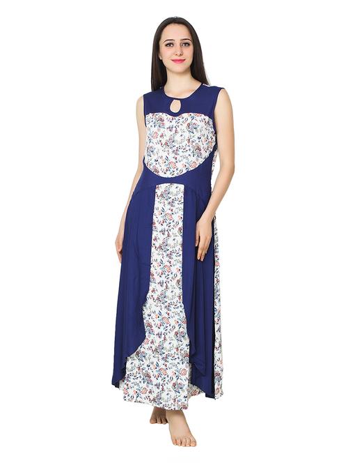 round neck printed nighty - 20033533 - Very Small Image - 1