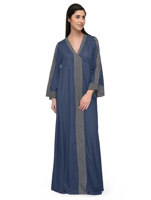 v-neck solid nighty - 20033571 - Very Small Image - 1