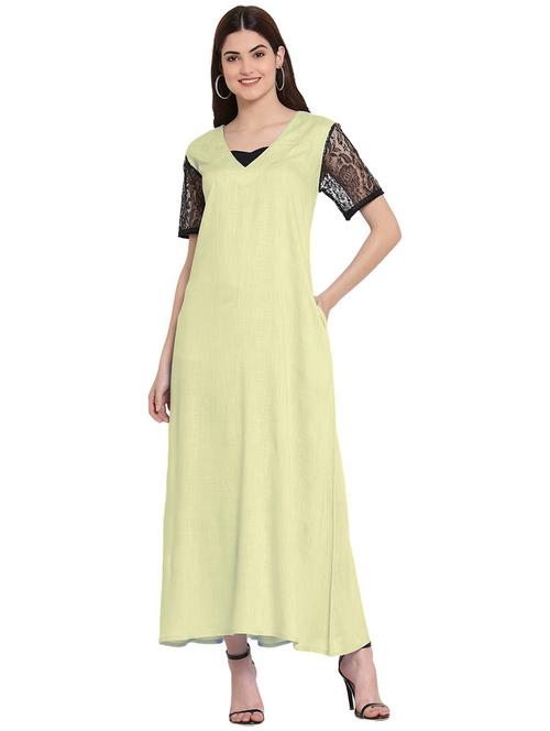 v-neck neck solid nighty - 20033630 - Very Small Image - 1