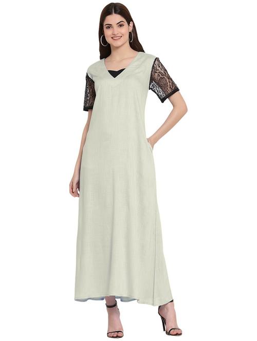 v-neck solid nighty - 20033634 - Very Small Image - 1