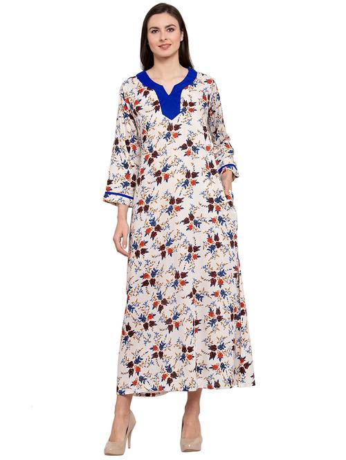 notch neck printed nighty - 20033650 - Very Small Image - 1