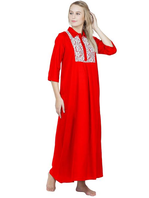 women solid color nighty - 20033758 - Very Small Image - 1
