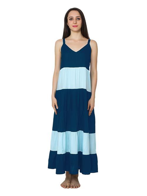 multi colored cotton blend nighty - 20033778 - Very Small Image - 1