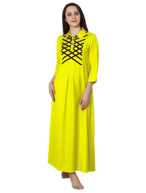 yellow shirt collar nighty - 20033983 - Very Small Image - 1