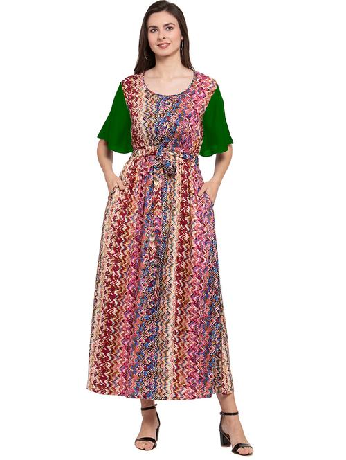 round neck printed nighty - 20034039 - Very Small Image - 1